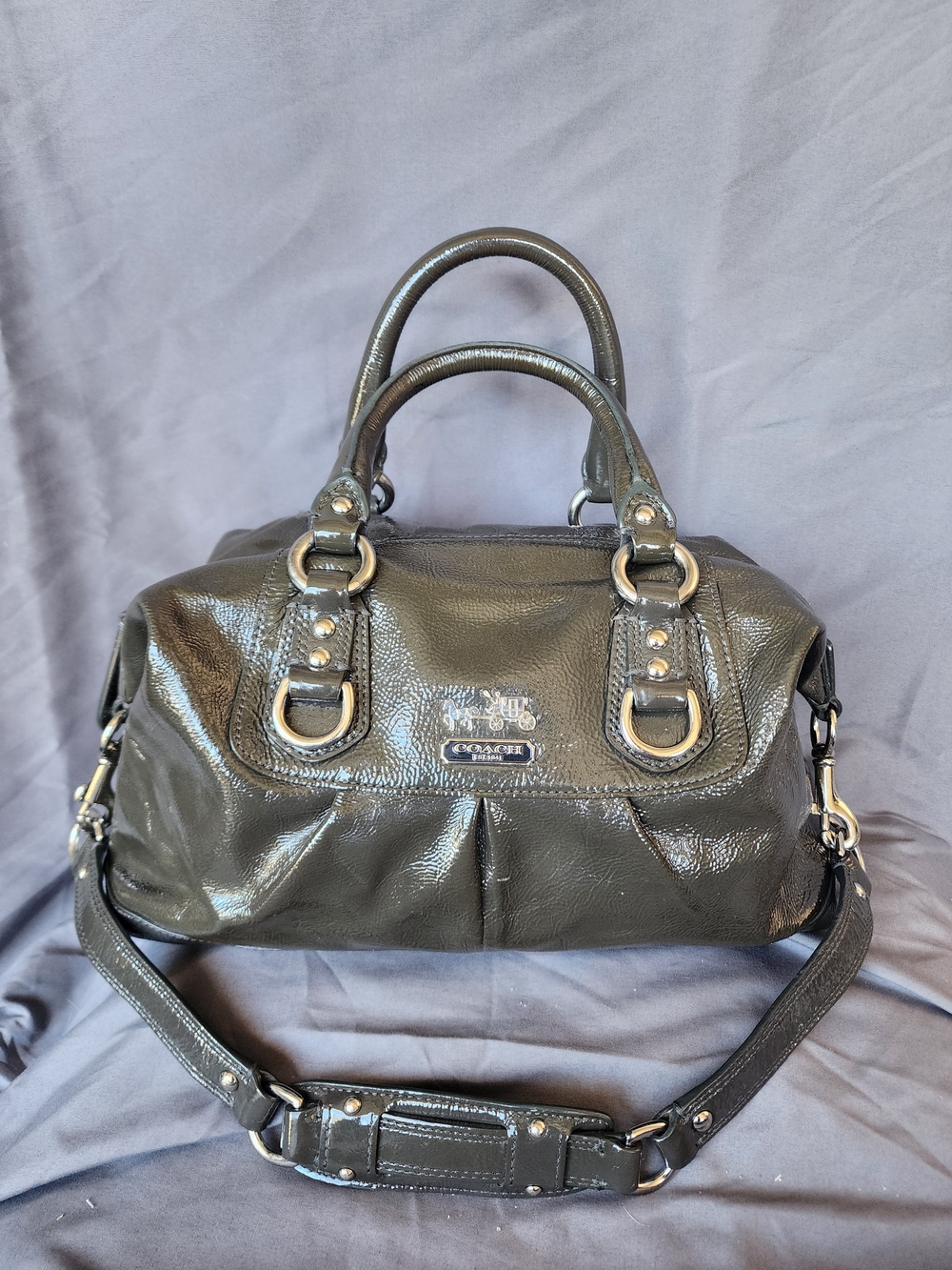 Coach Black Leather Satchel with Removable Strap